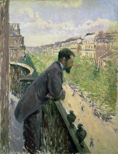 Mann auf einem Balkon, ca. 1880 von Gustave Caillebotte